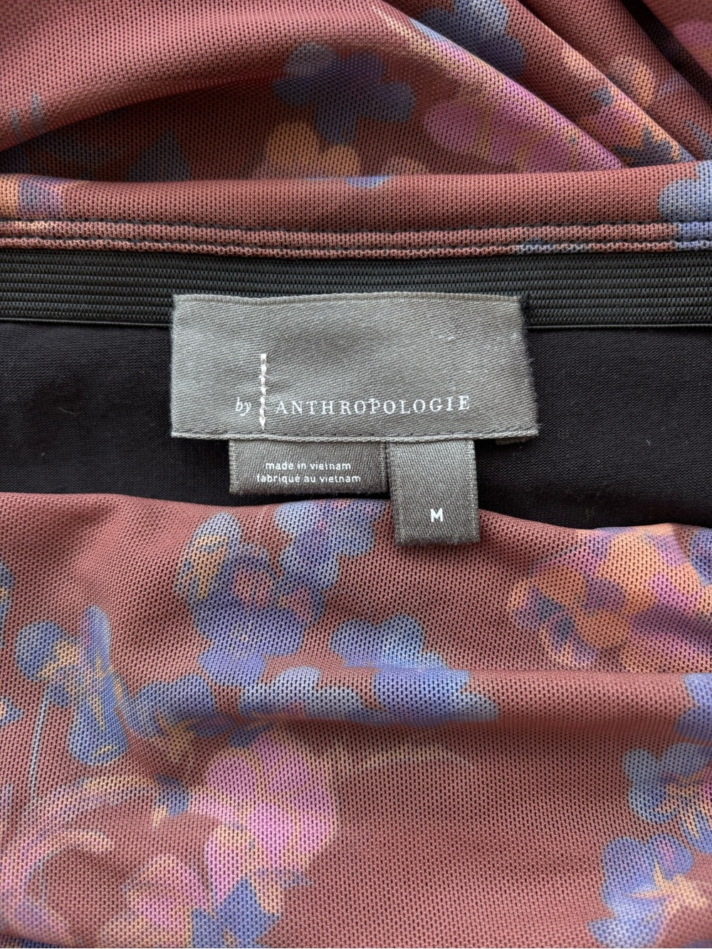 Anthropologie Floral Ruched Mesh Midi Skirt Brown Purple M Autumn Y2K Party Chic - Picture 3 of 13